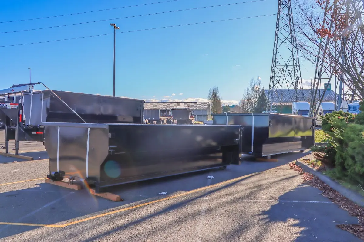 Roll-off dumpster ready for waste disposal at job site for Roll Off Dumpster Rental in Westlake Village